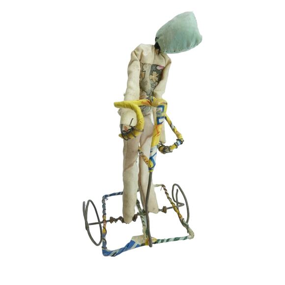 Vintage Handmade African Push Toy Man on Bike - Picture 7 of 7